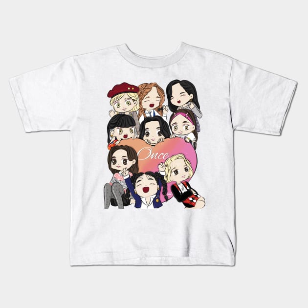 CHIBI TWICE showing his love for ONCE Kids T-Shirt by MBSdesing 